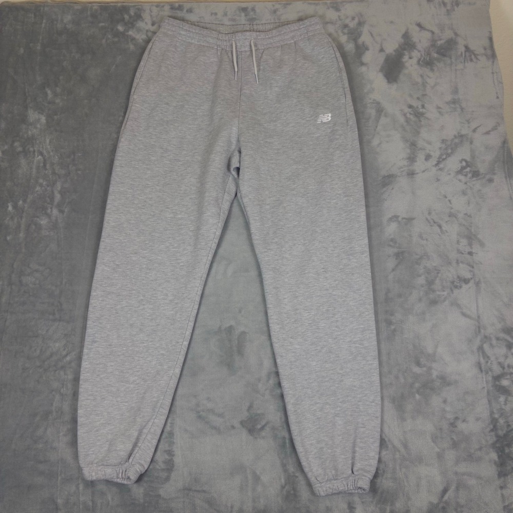 New Balance Sweatpants Mens Medium Gray Fleece Joggers Drawstring Activewear